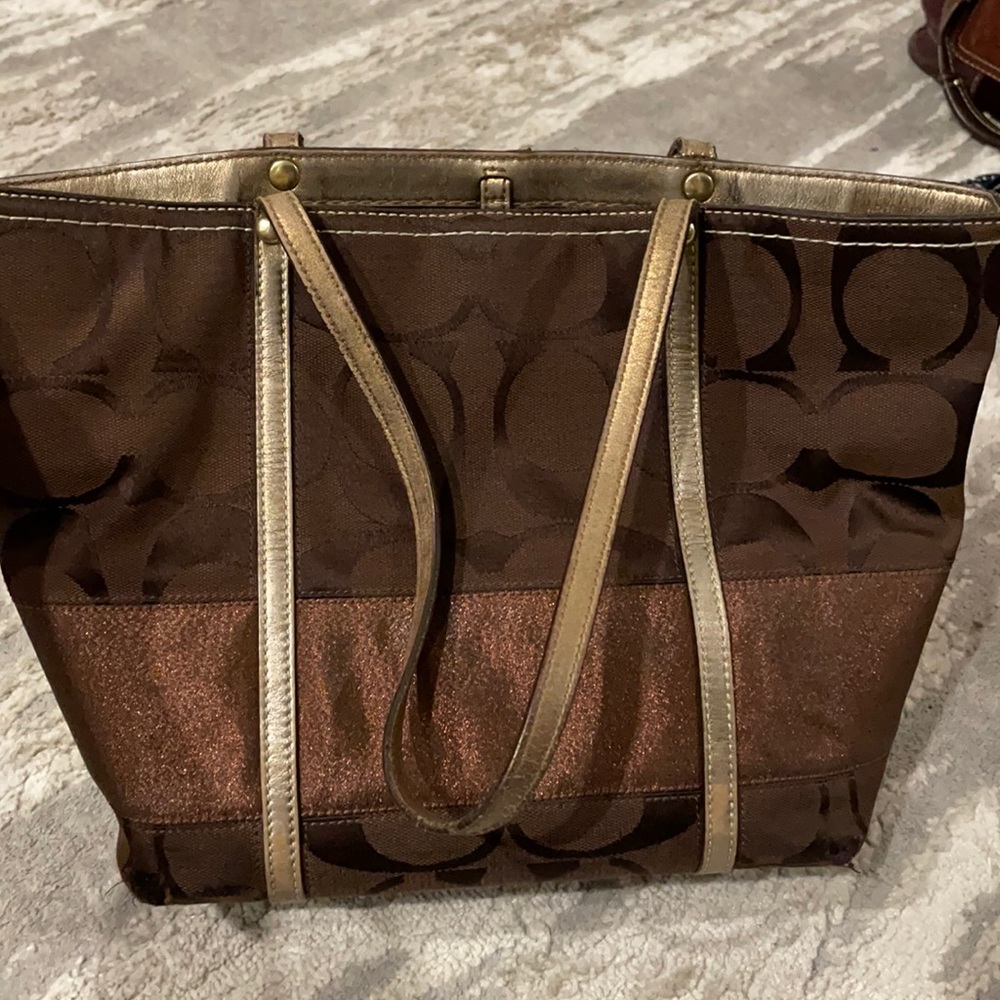 Coach Brown Tote and Matching Wallet